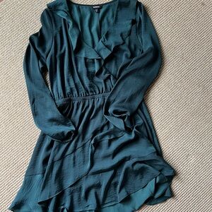 Express ruffle satin dress